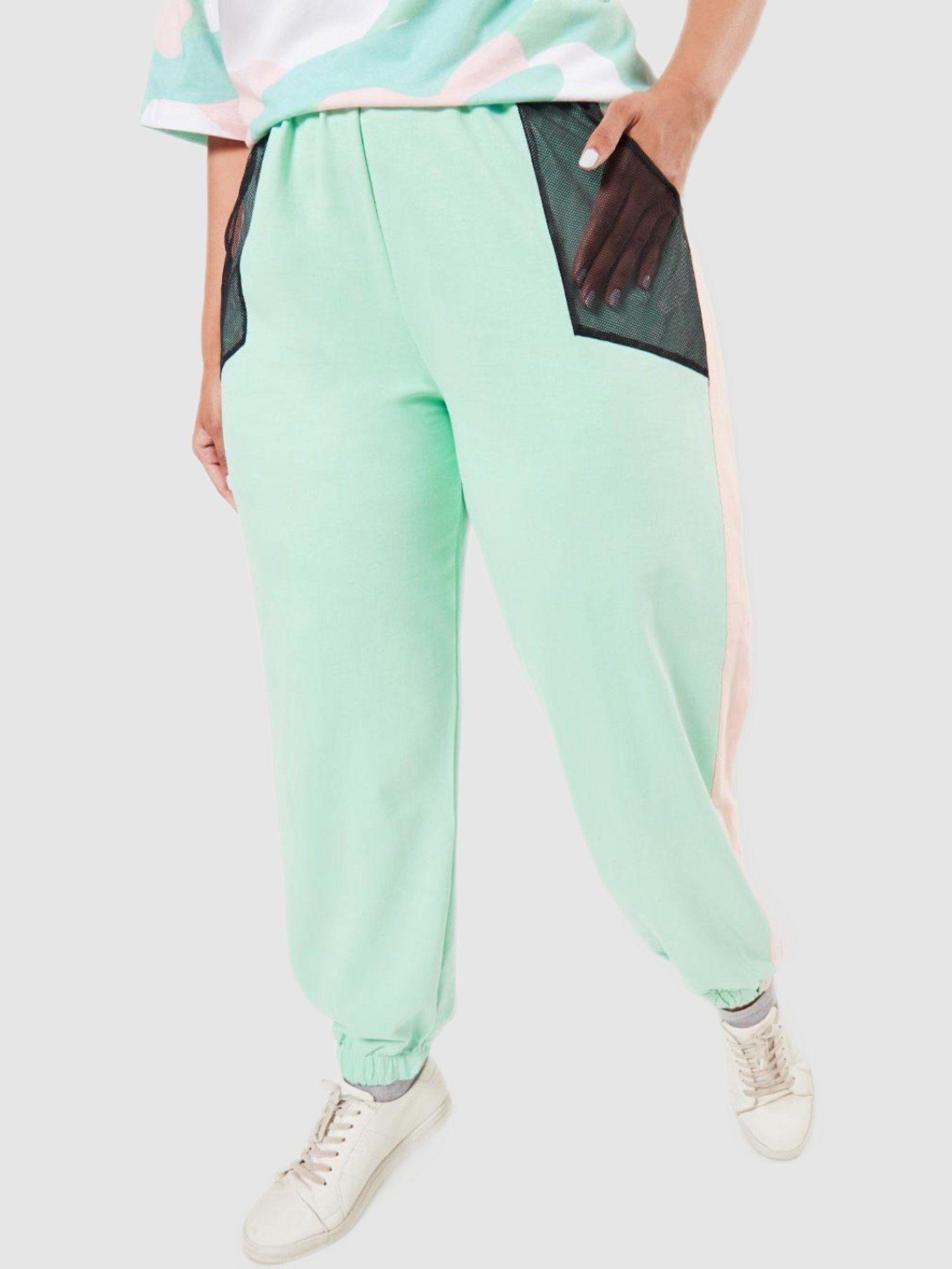 womens green colorblock joggers