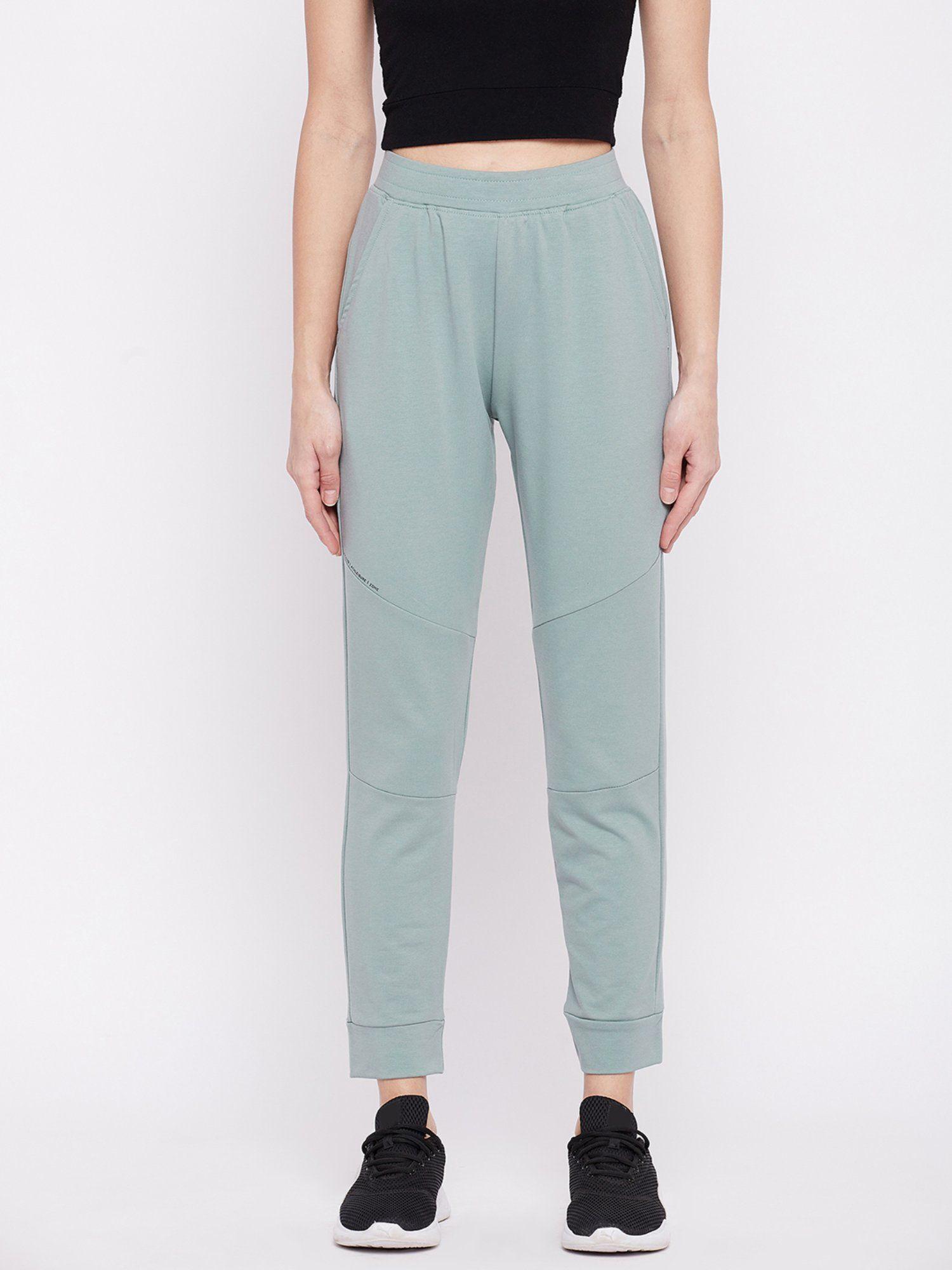 womens green cotton blend jogger pant