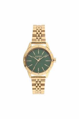 womens green dial stainless steel analog watch - es1l302m0075