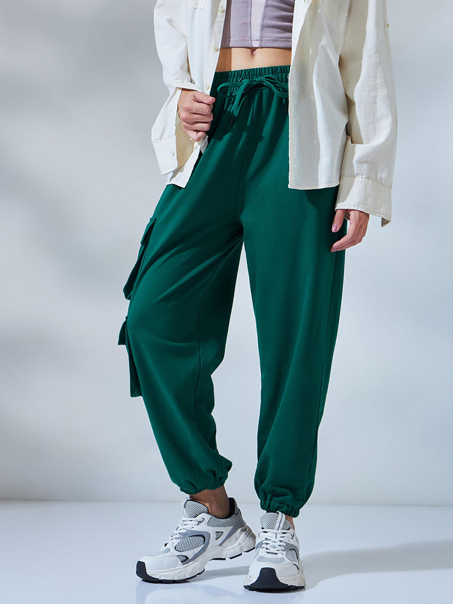 womens green oversized cargo joggers