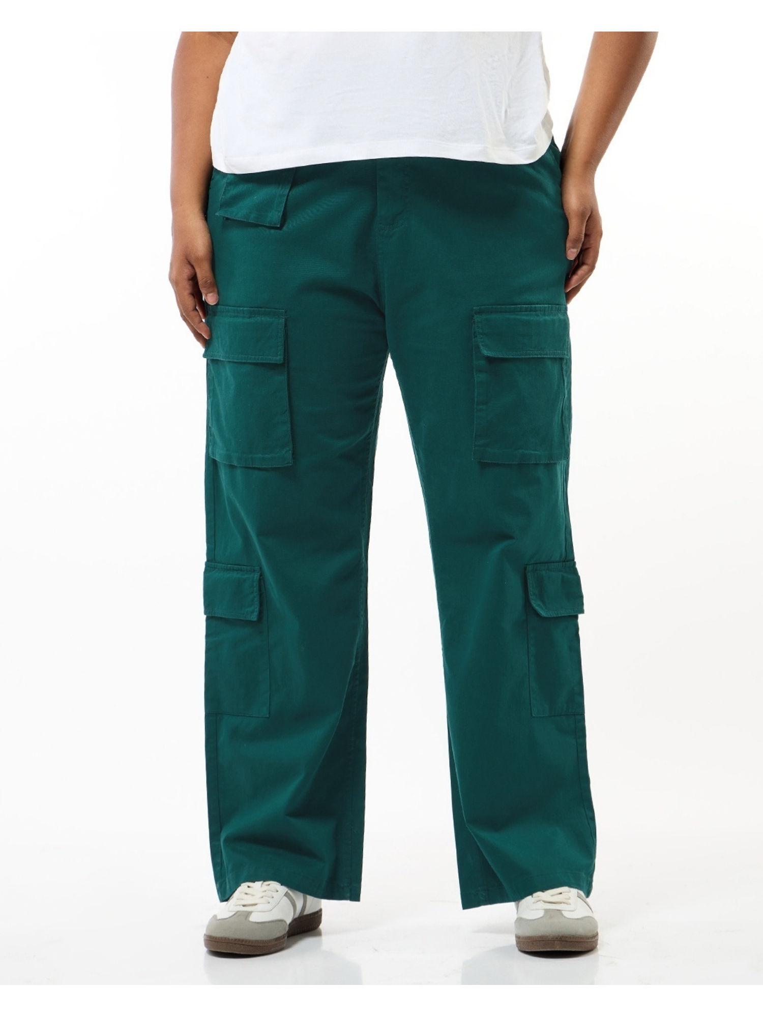 womens green oversized plus size cargo pant