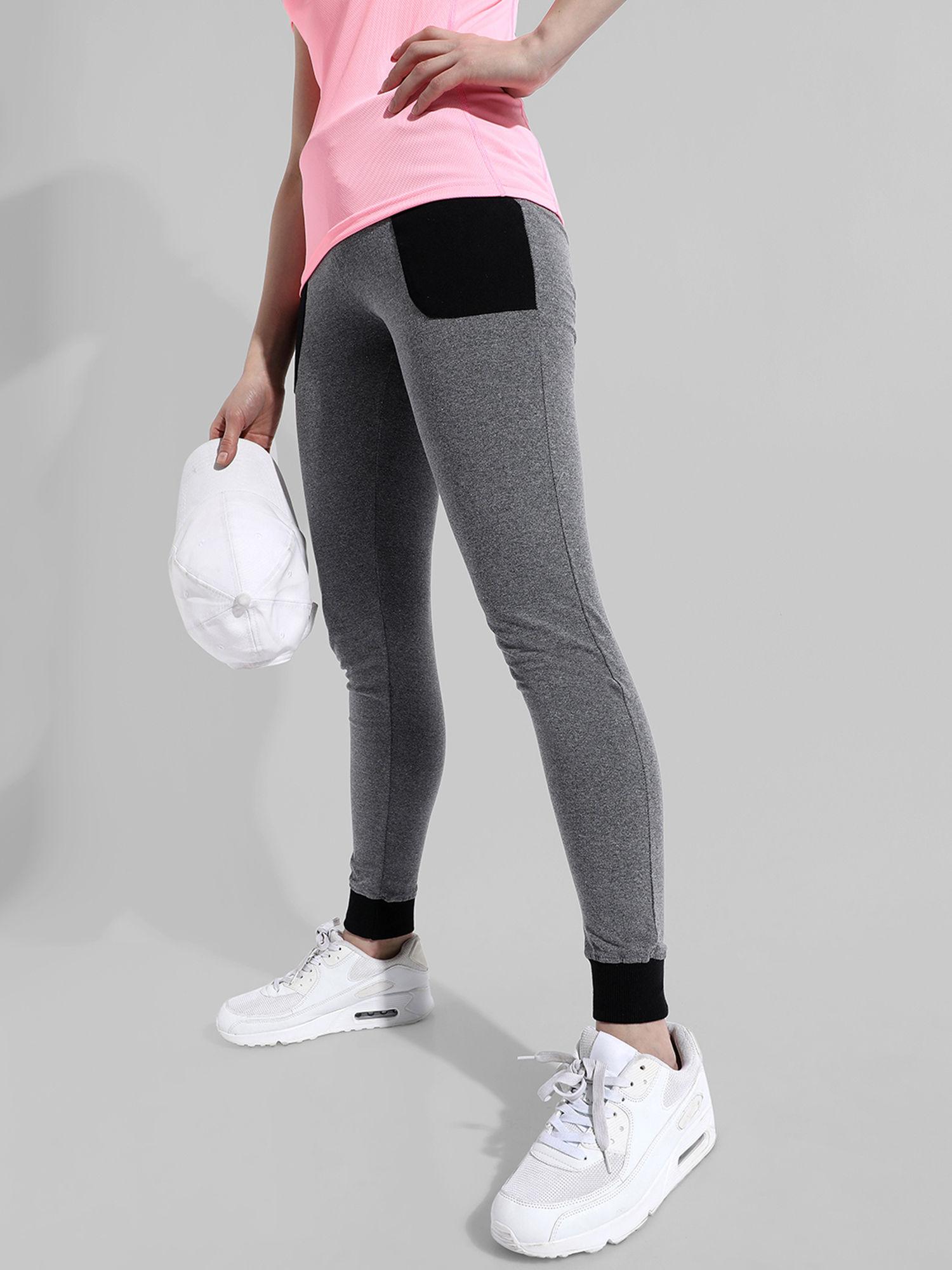 womens grey colorblock regular fit trackpants