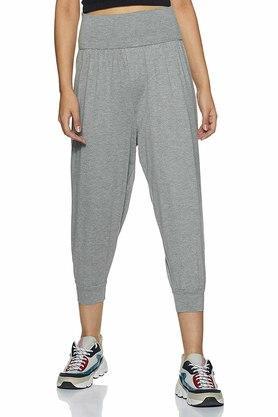 womens grey melange high-rise harem pants - grey melange