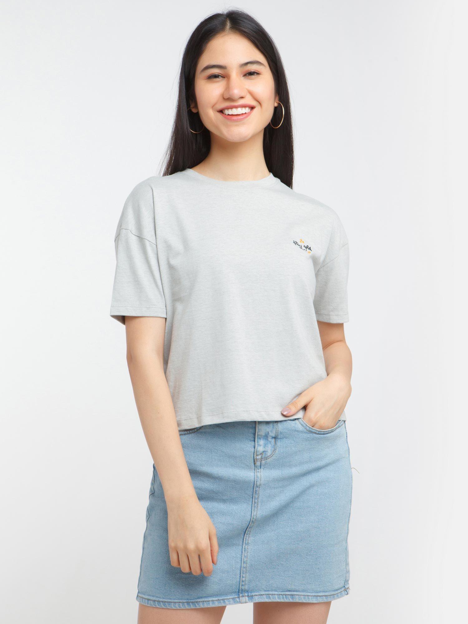 womens grey solid t-shirt