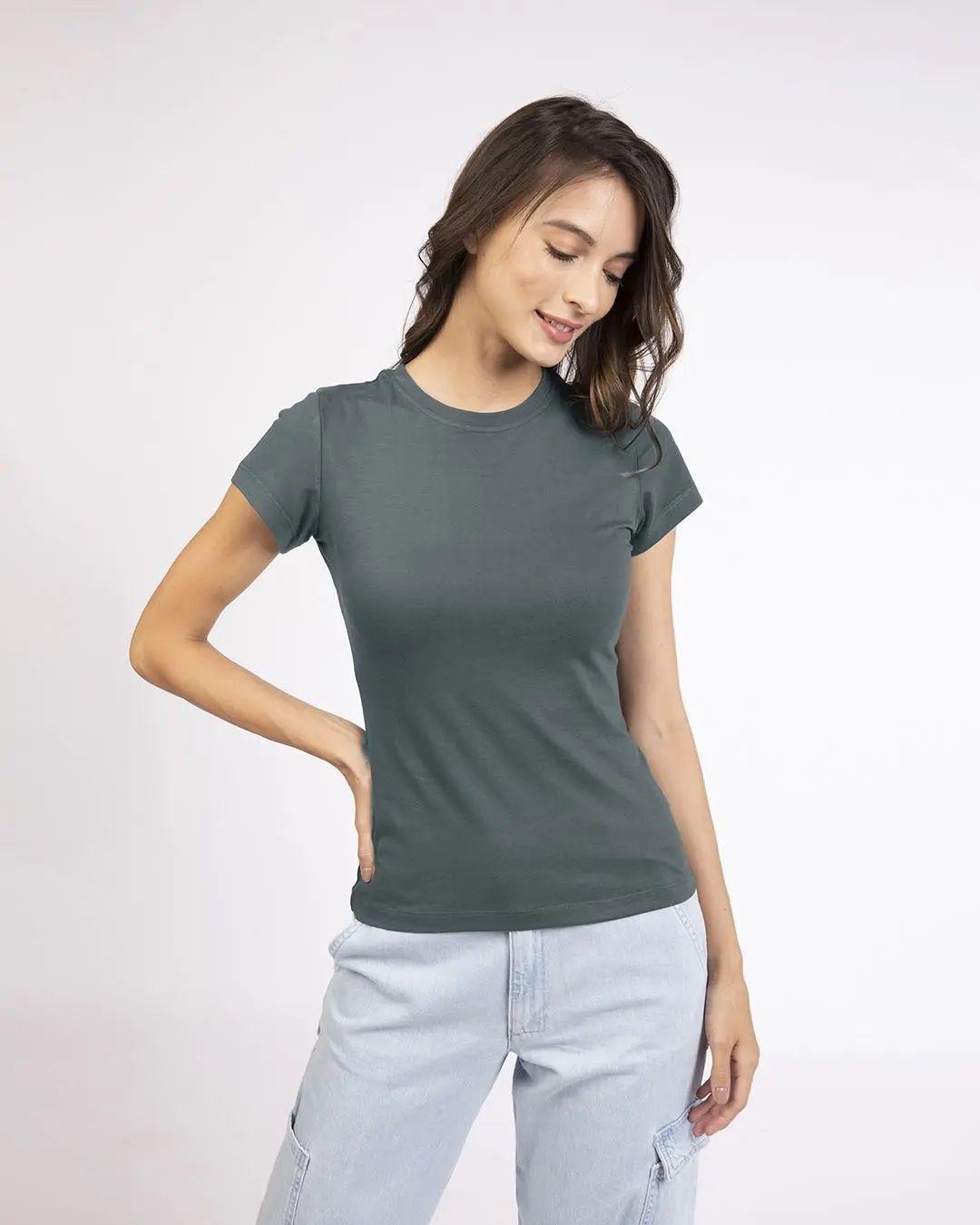 womens grey solid t-shirts