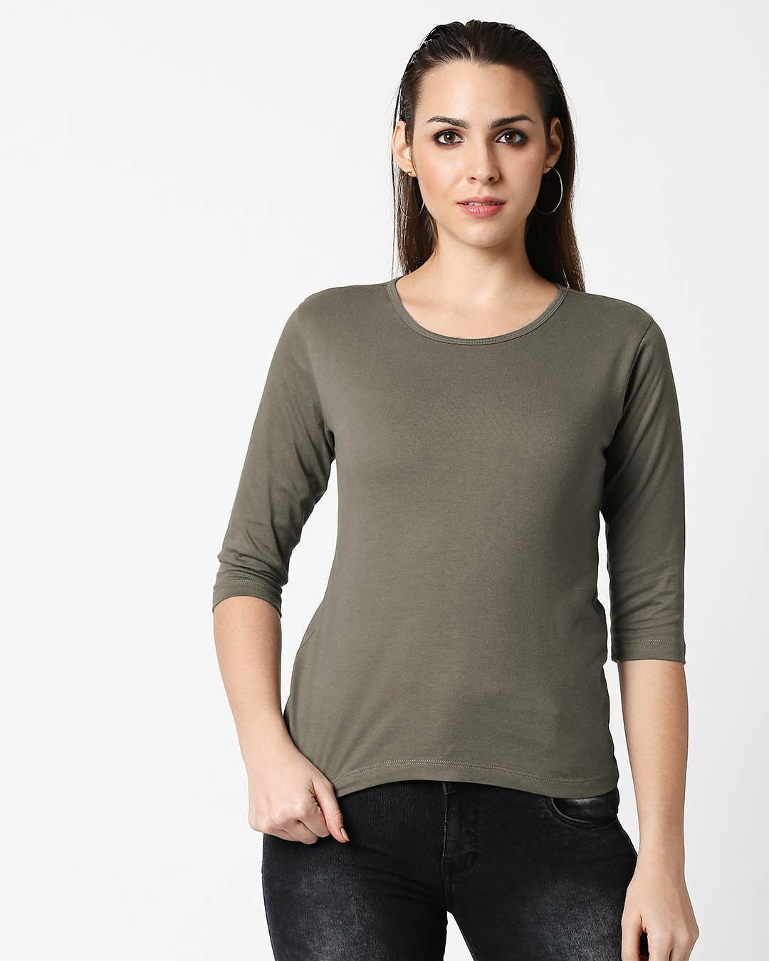 womens grey solid t-shirts