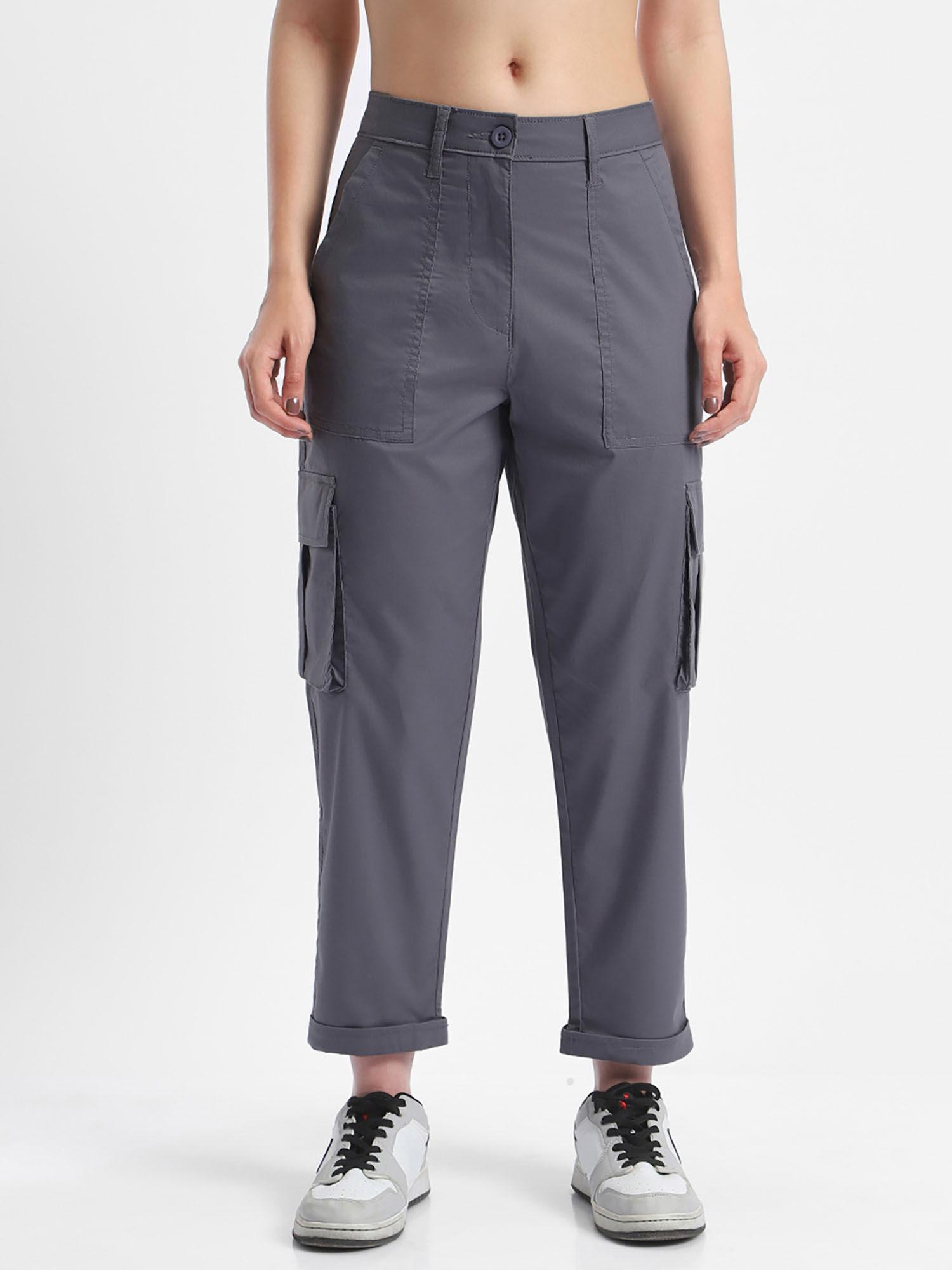 womens grey tapered cargo pants