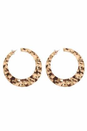 womens hammered metallic oversized hollow hoop statement earrings - multi