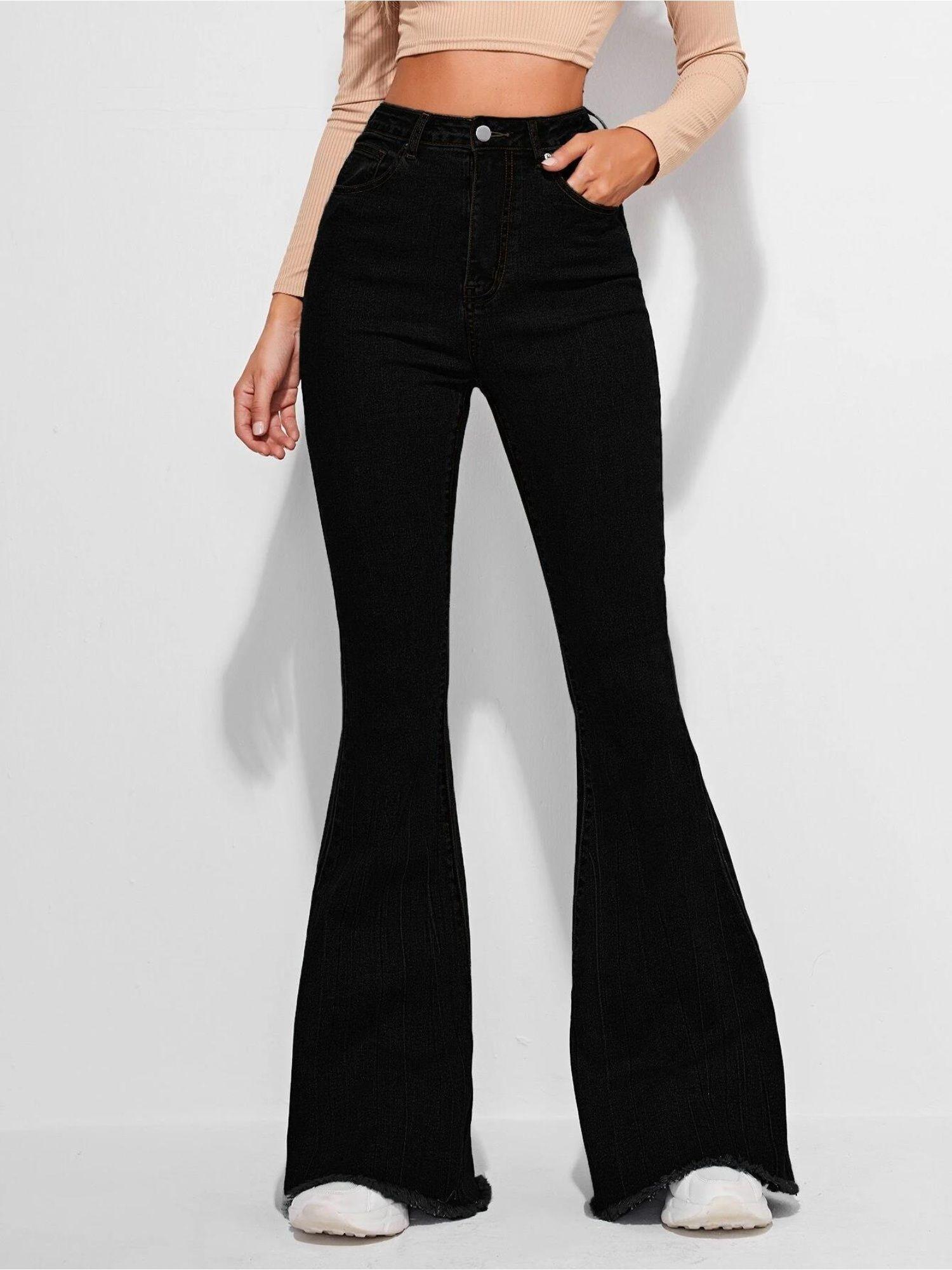 womens high rise bootcut solid jeans