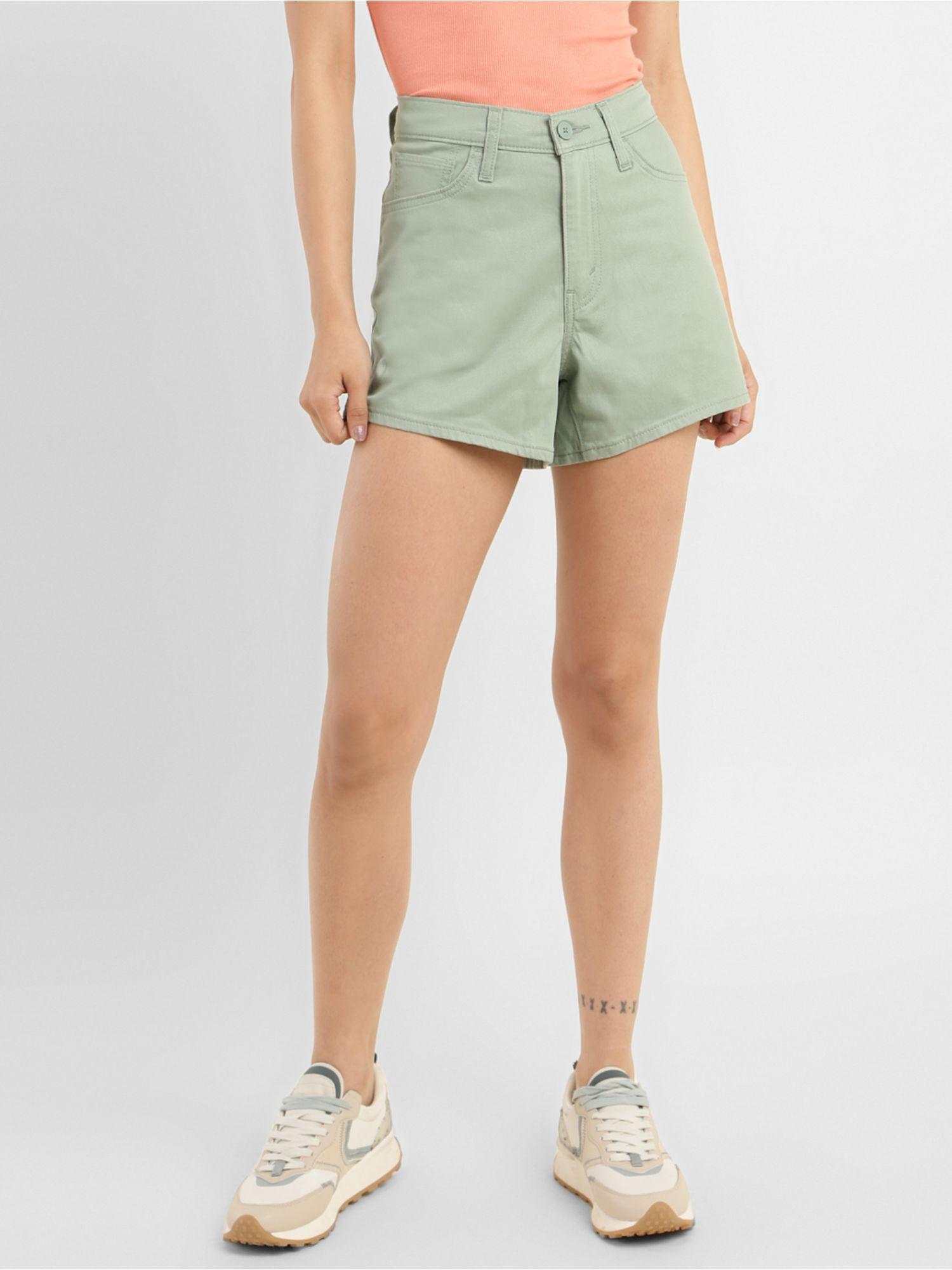 womens high rise mint green tapered fit 80's mom shorts