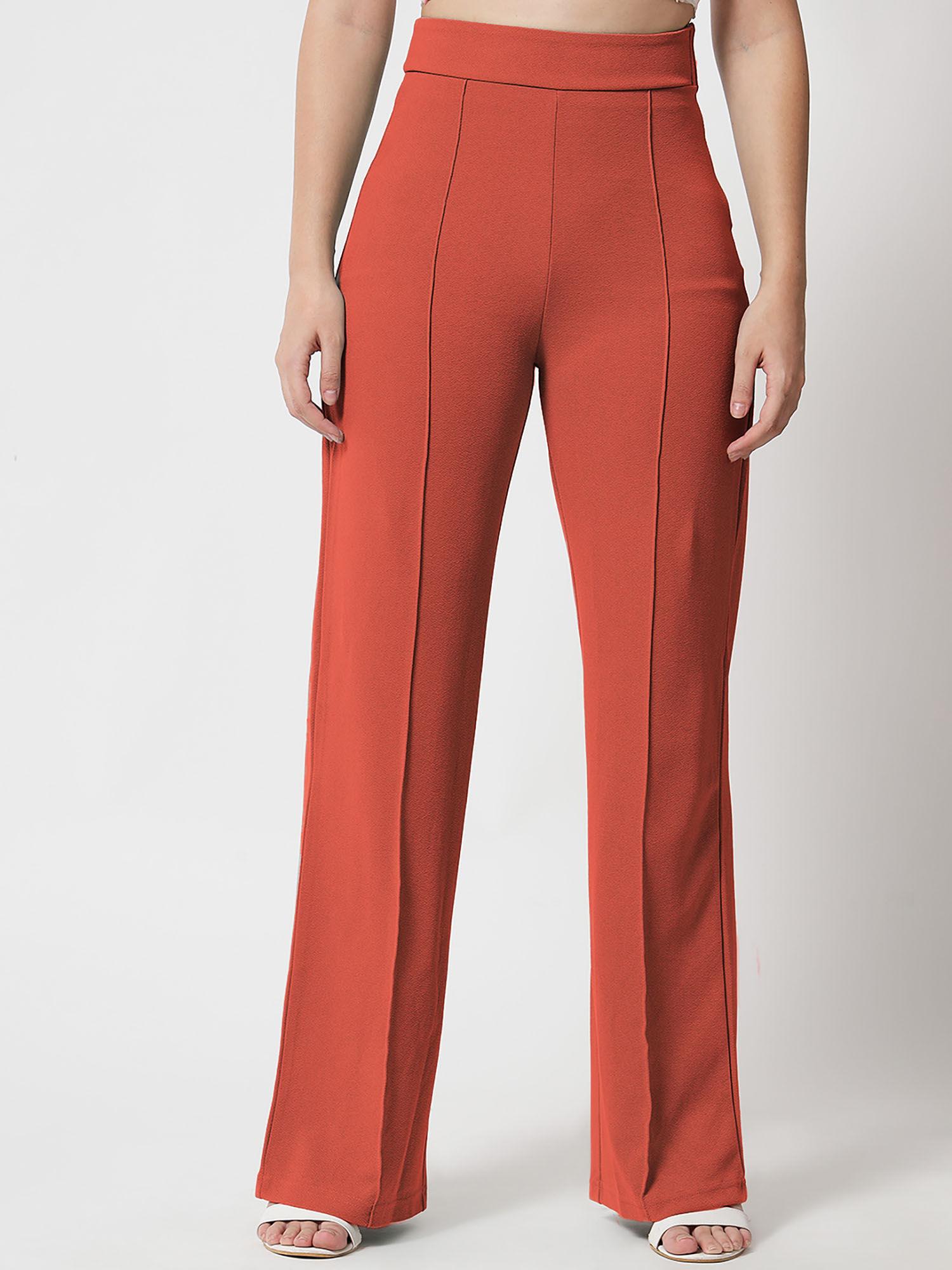 womens high rise regular solid trousers