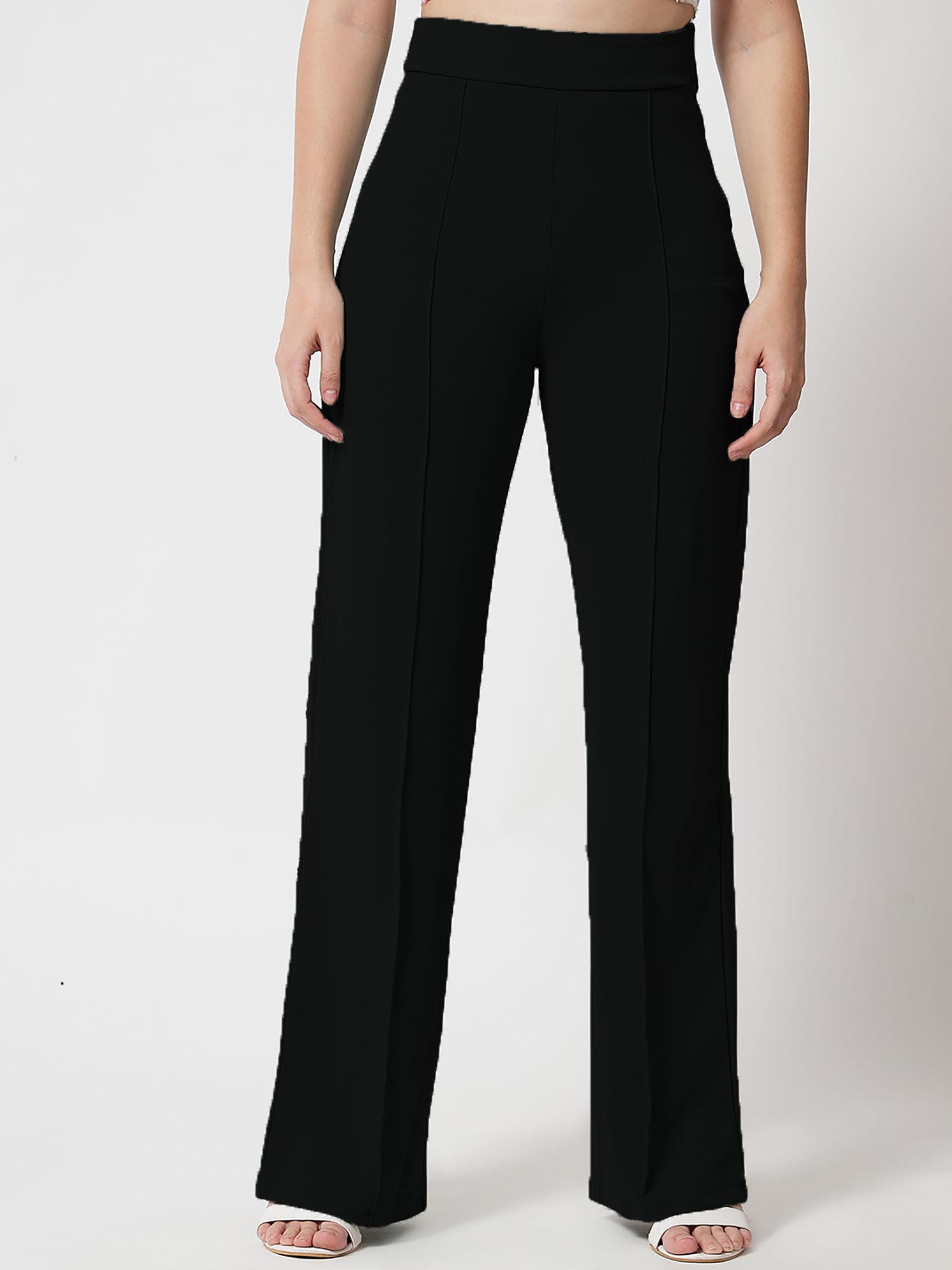 womens high rise regular solid trousers