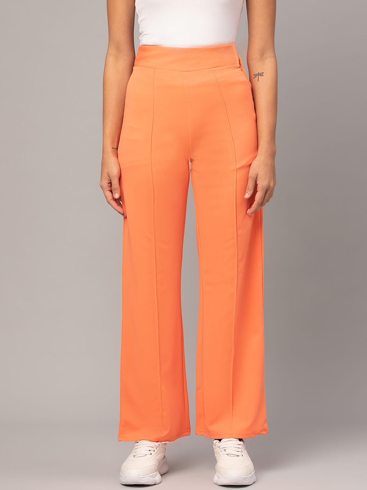 womens high rise regular solid trousers