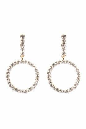womens hollow circular jewel stone studded earrings - multi