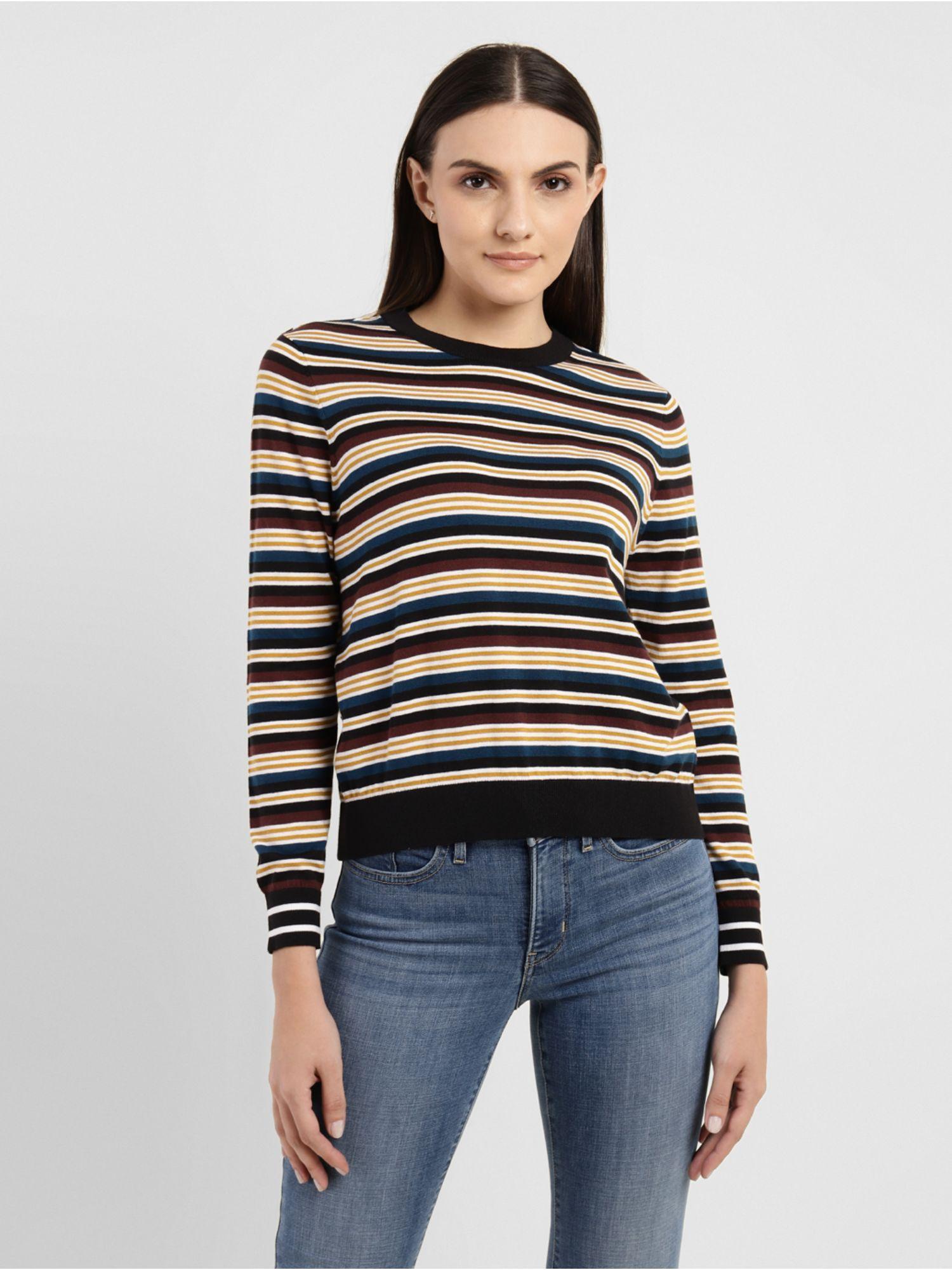 womens horizontal stripes relaxed fit t-shirt