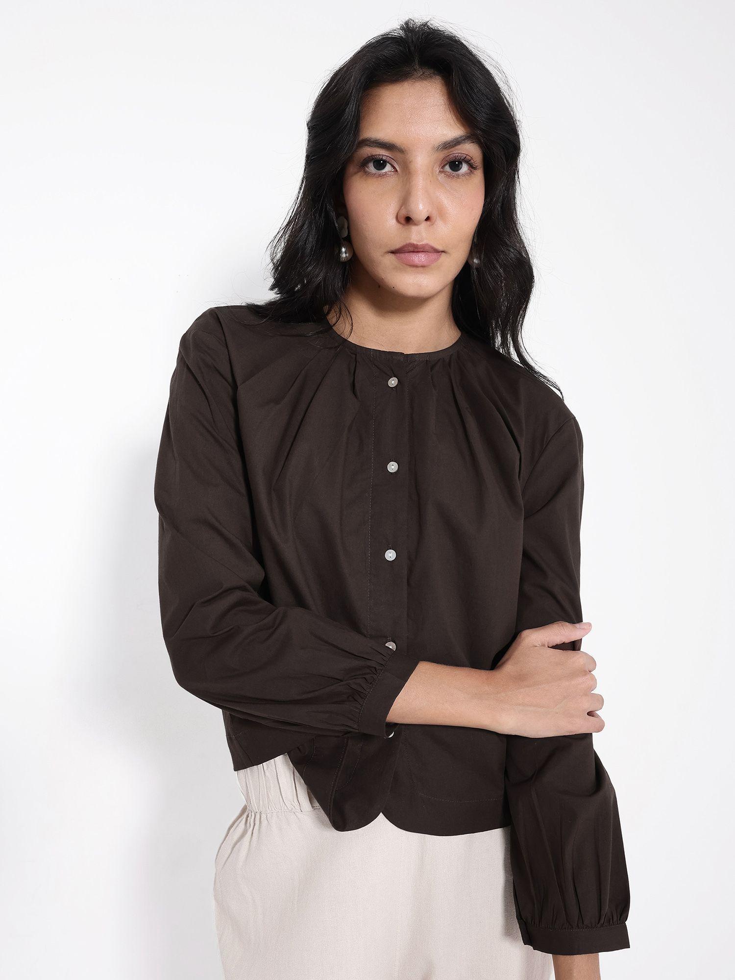 womens jaylo primary brown regular fit shirt