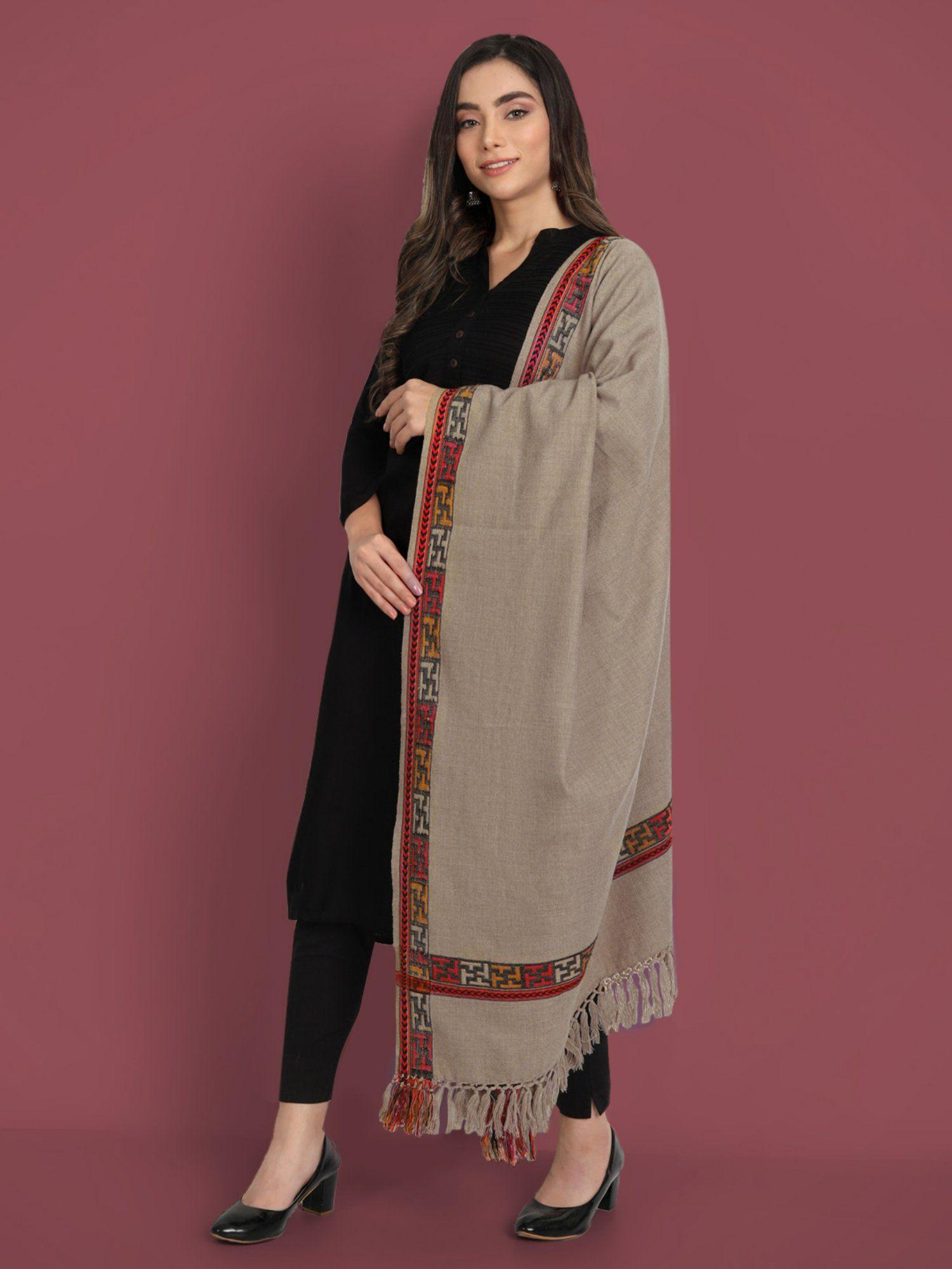 womens kullu woven grey shawl