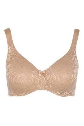 womens lace padded non wired t-shirt bra - natural