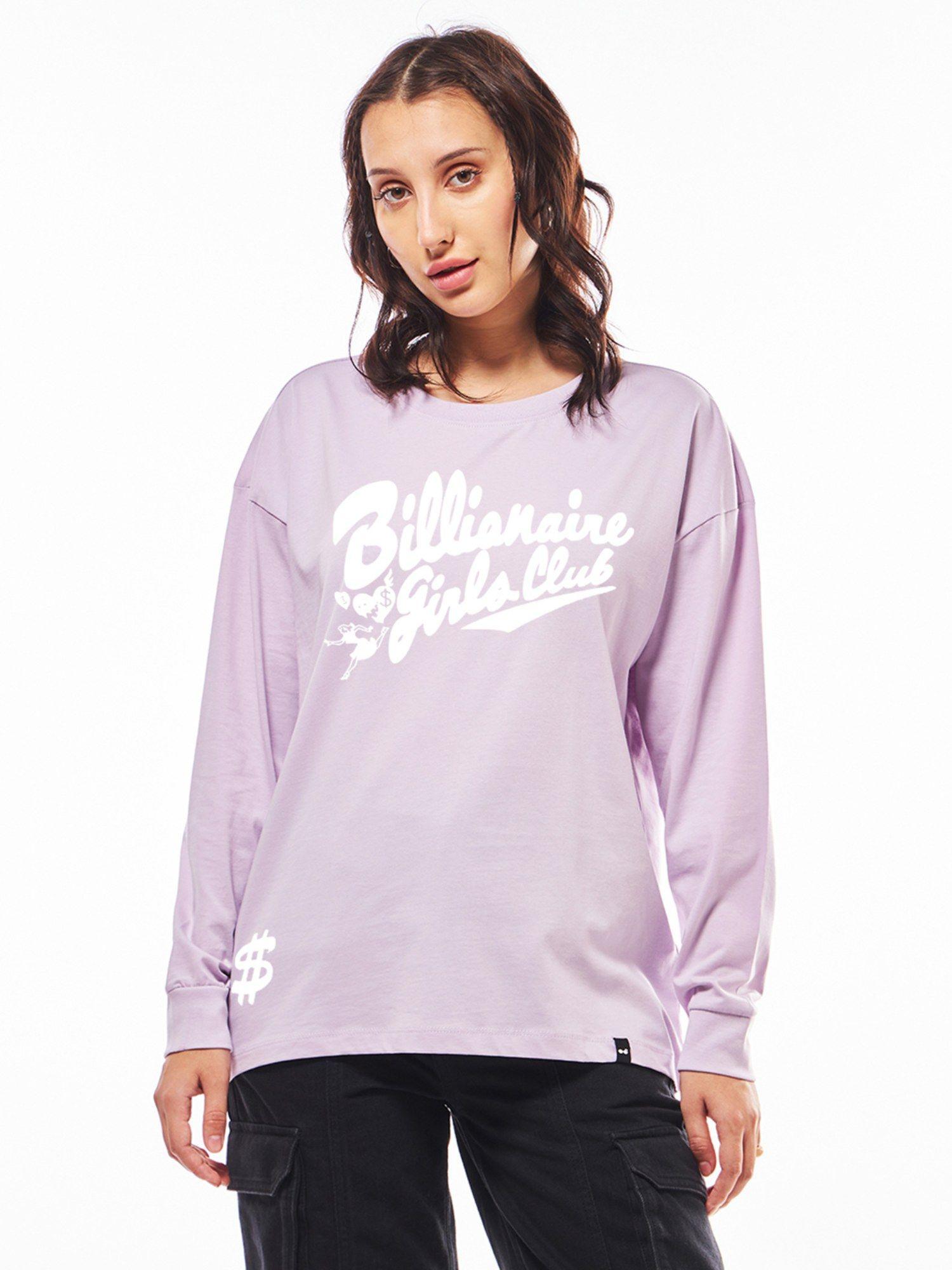 womens lavender bloom billionaire girls club graphic oversized t-shirt