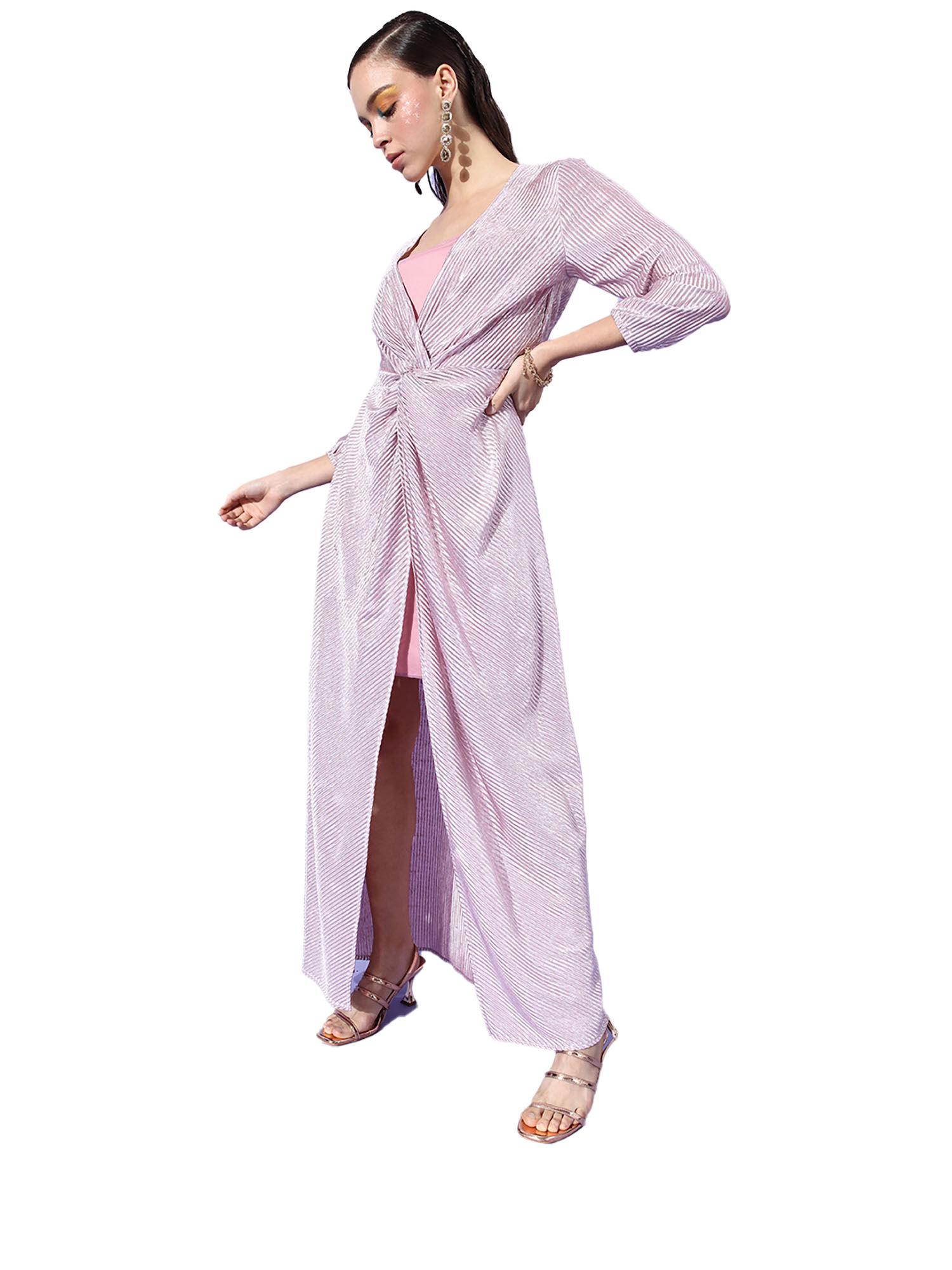 womens lavender twisted high-slit maxi dress