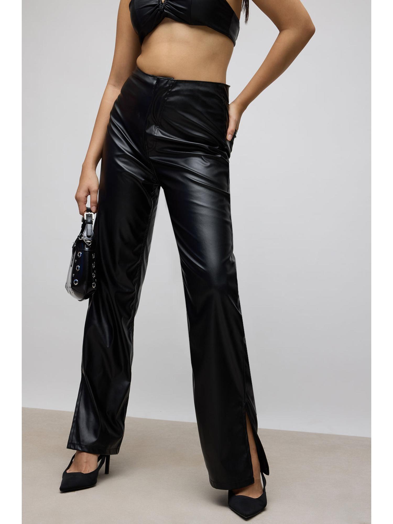 womens leather pants with slits