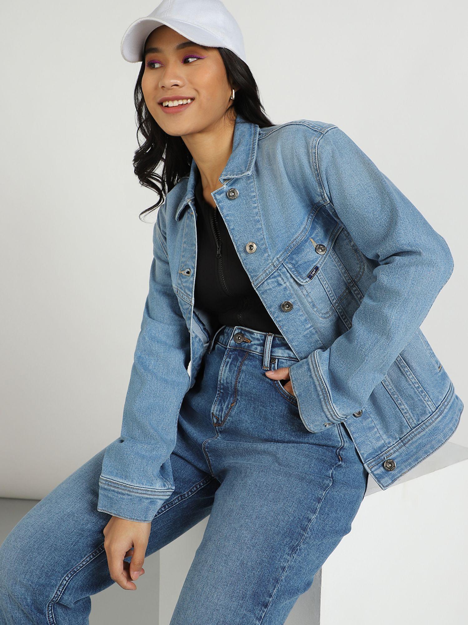 womens light blue denim jacket