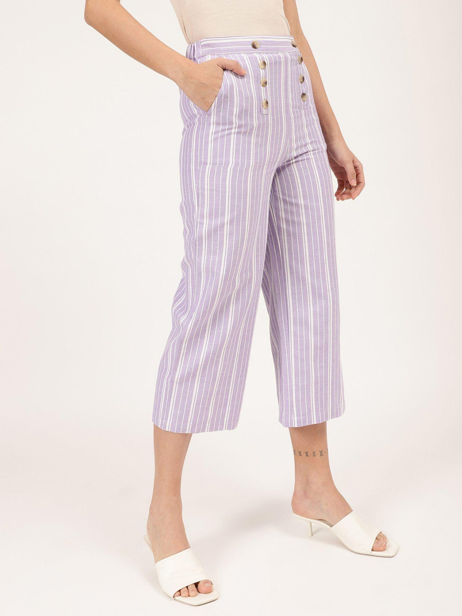 womens lilac striped trouser