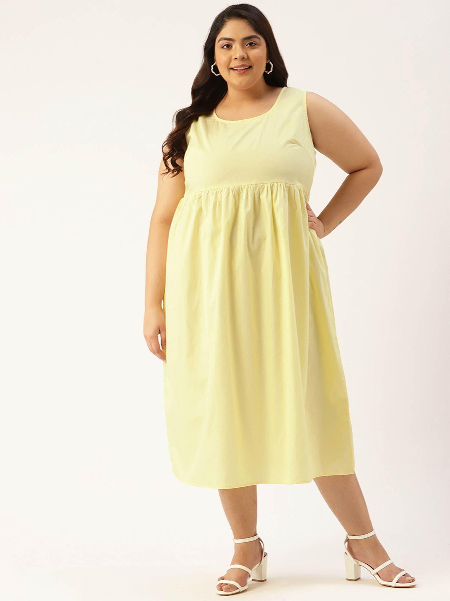 womens lime solid color a-line midi dress