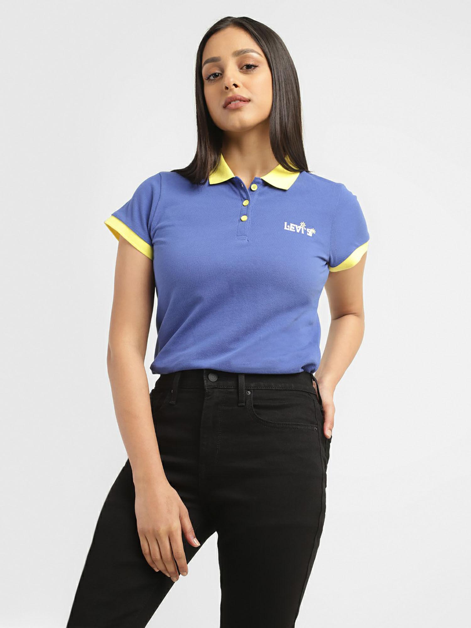 womens logo blue collar polo t-shirt