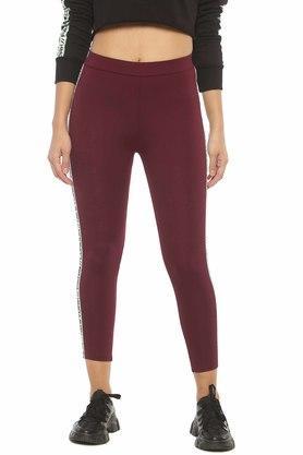 womens love maroon high waist treggings - maroon