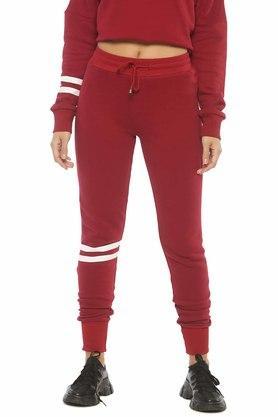 womens love maroon printed stripe jogger pants - maroon