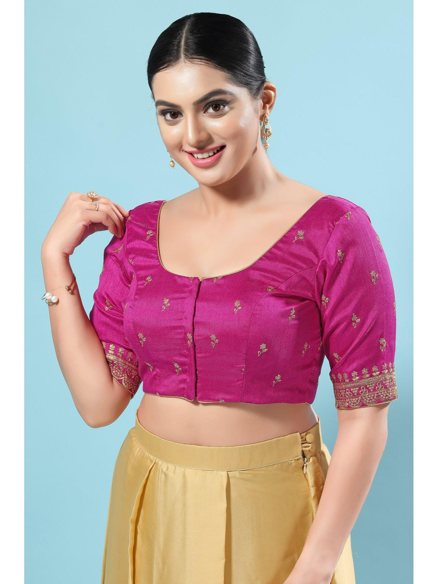 womens magenta embroidered saree blouse