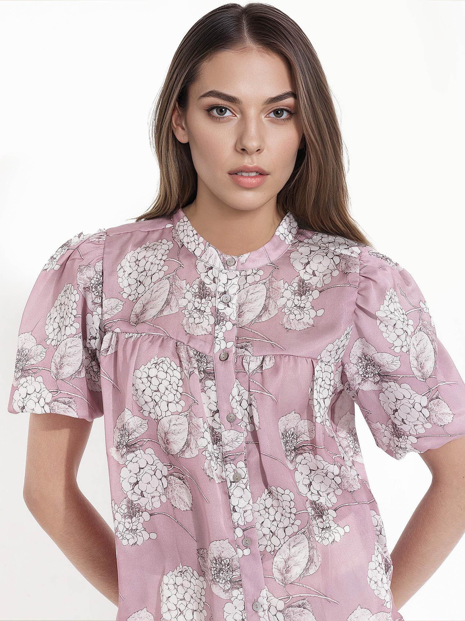 womens mandarin neck floral print top