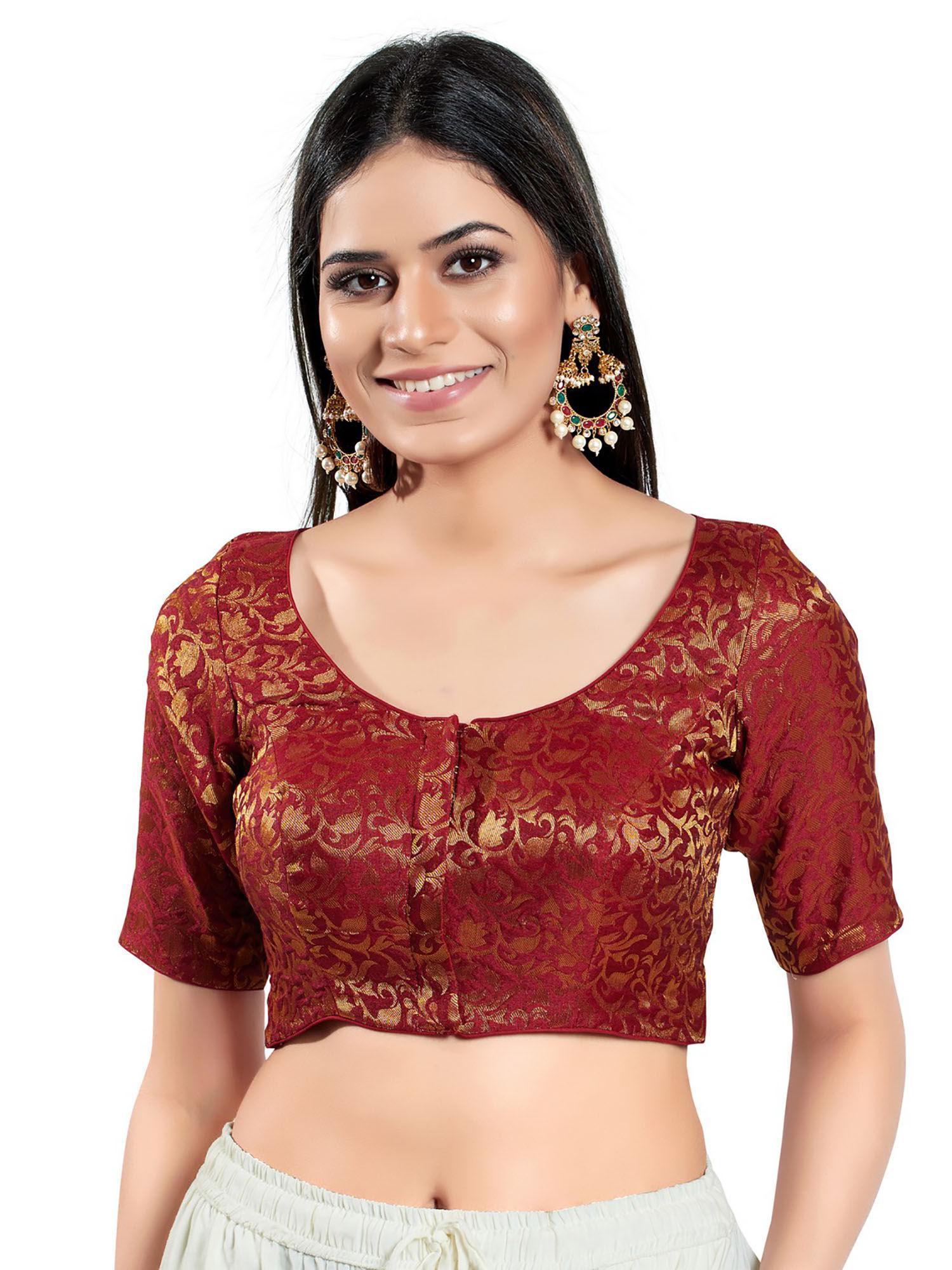 womens maroon brocade stitched blouse