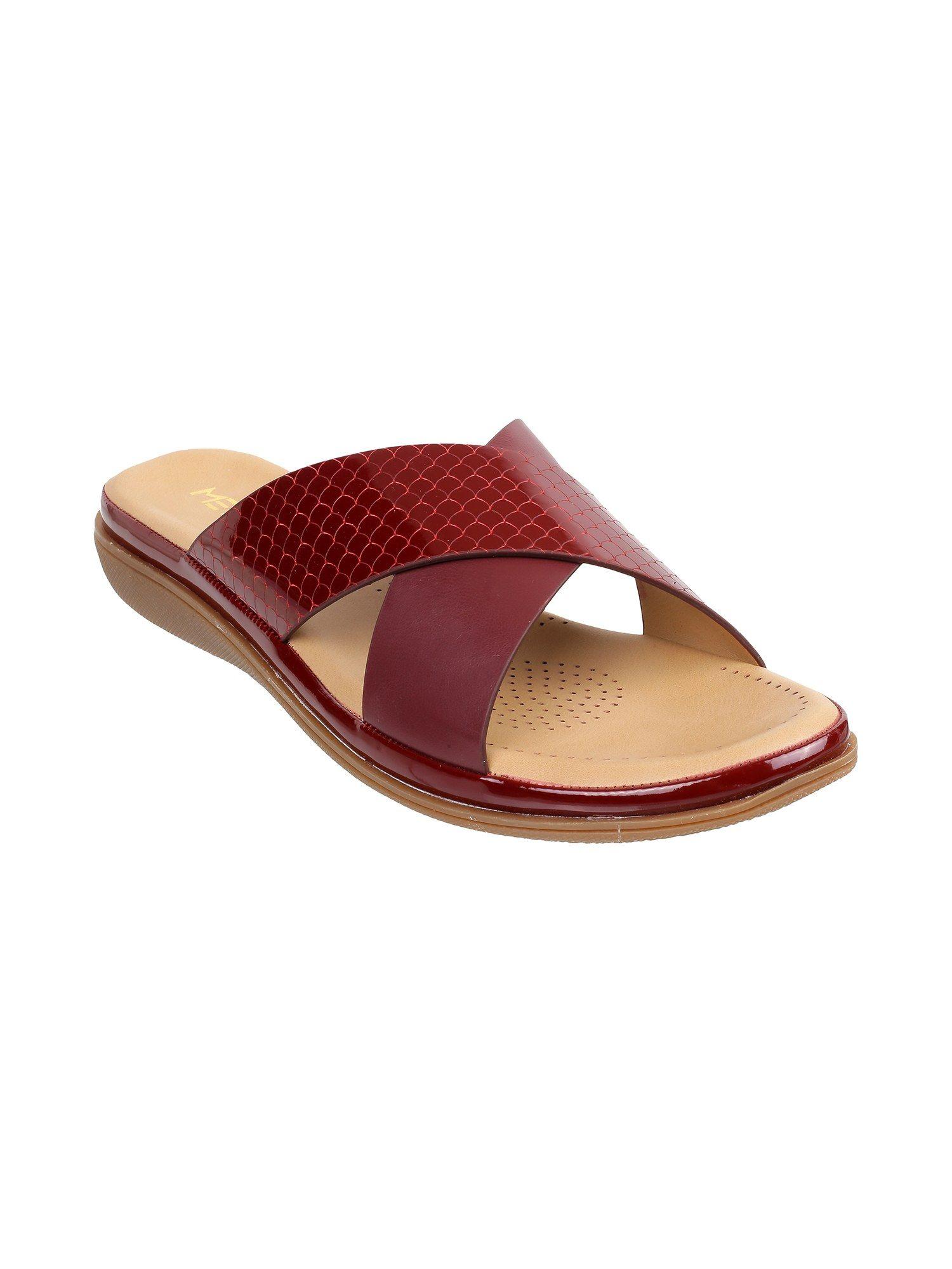 womens maroon synthetic flats