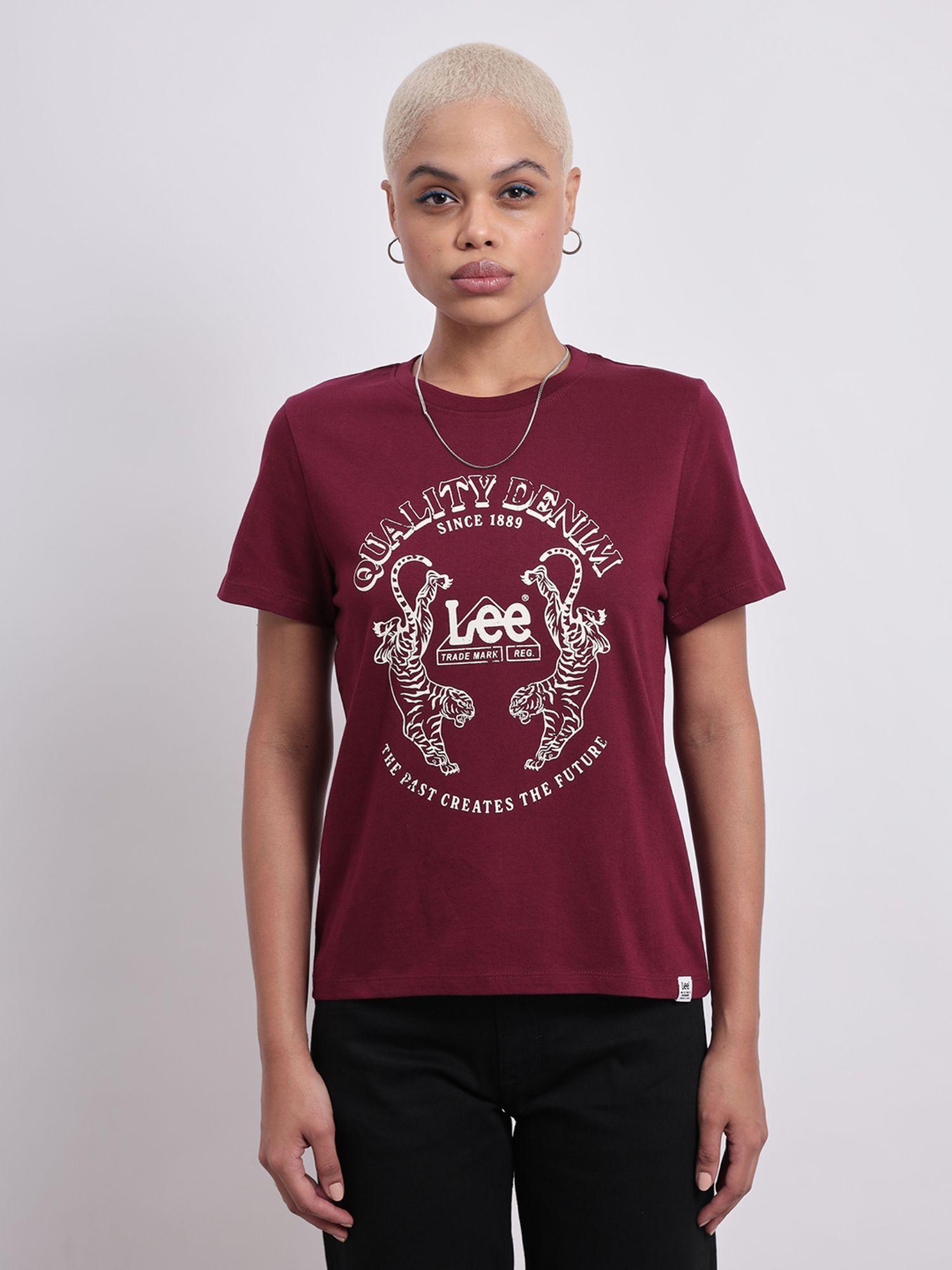 womens maroon t-shirt