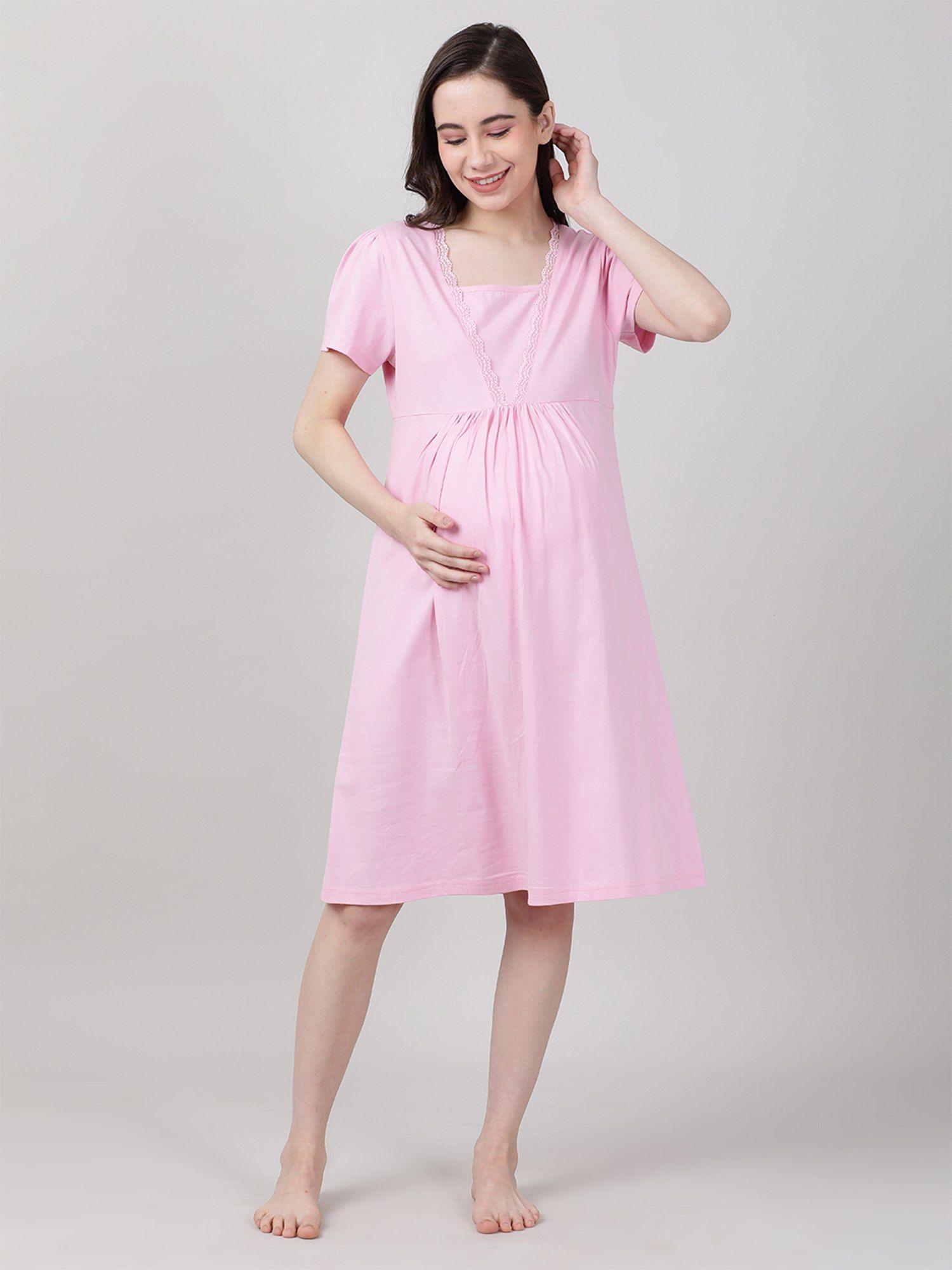 womens maternity nighty - pink