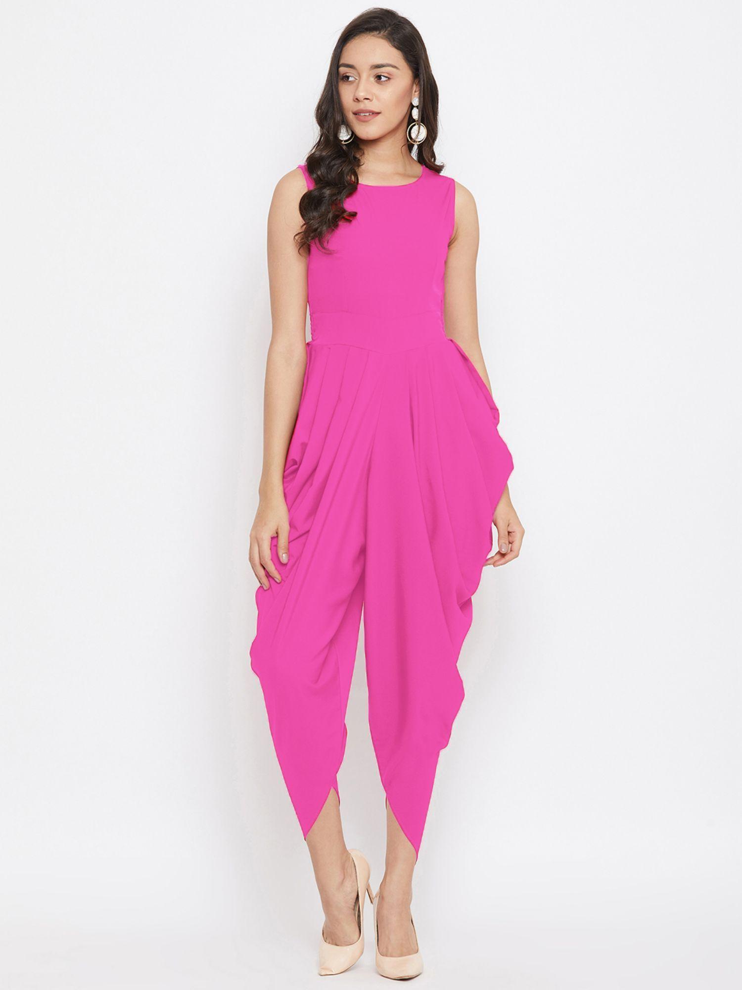 womens maxi solid dhoti jumpsuit magenta (s)