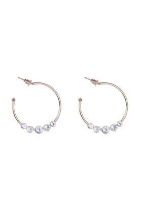 womens metallic gold diamante studded delicate hoops western earrings - multi