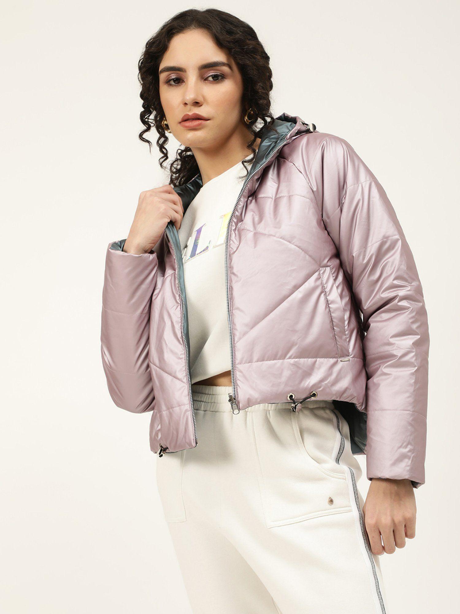 womens metallic pink solid jacket