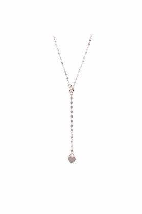womens metallic silver heart charm pendant lariat western necklace - multi