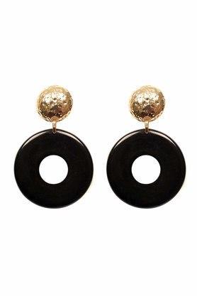 womens metallic stud statement with hollow circular drop oversized earrings - multi