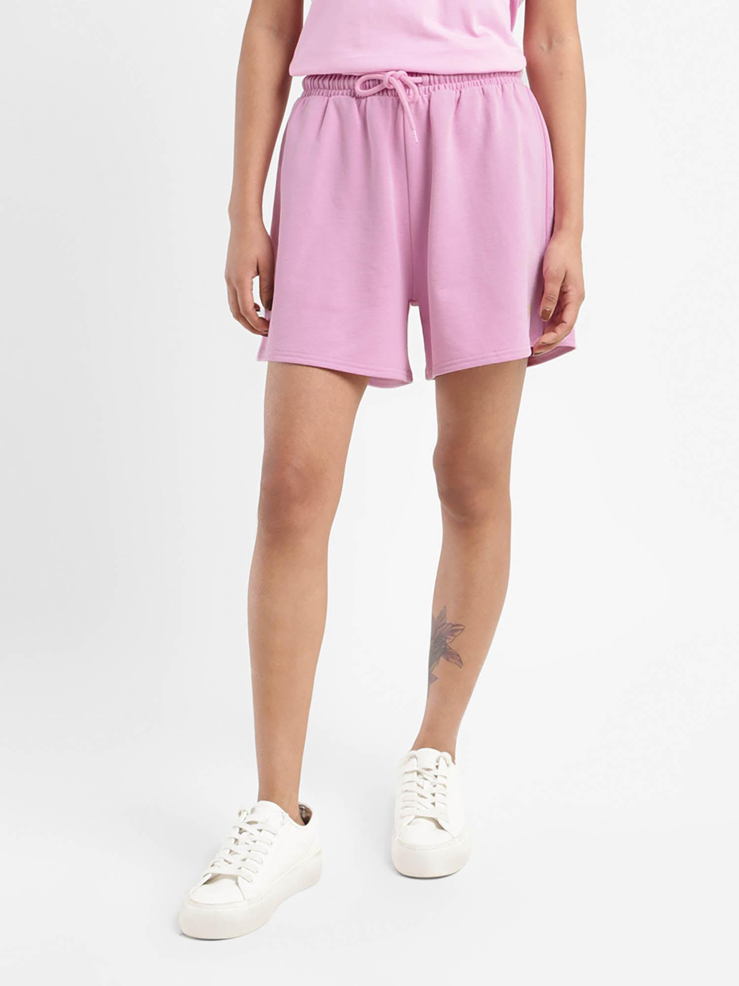 womens mid rise pink regular fit shorts