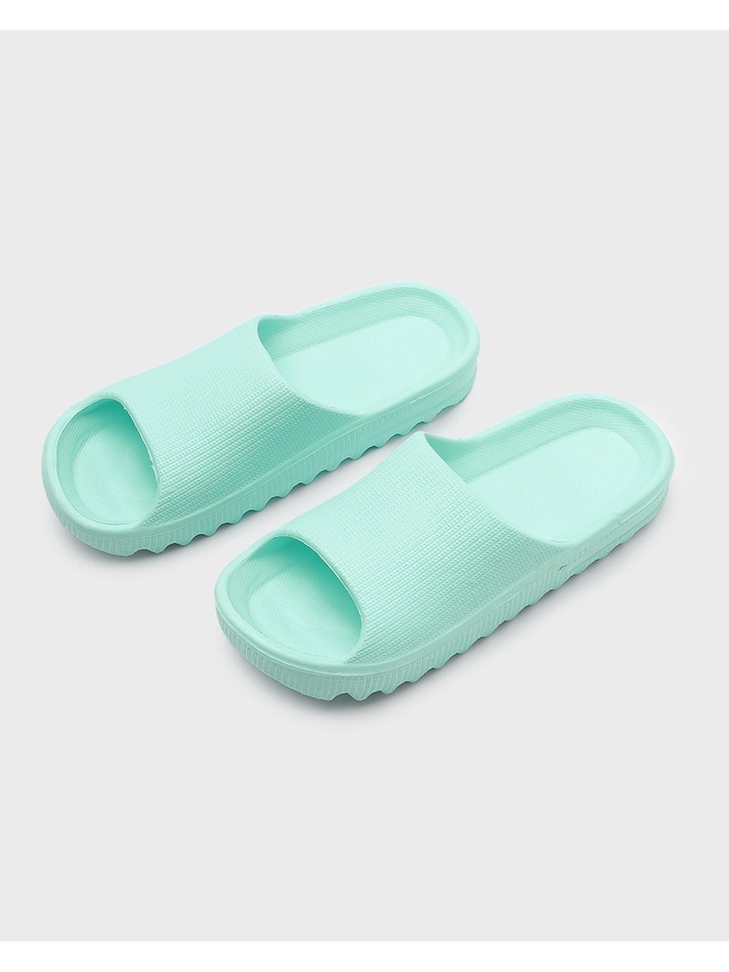 womens mint green zig zag sliders