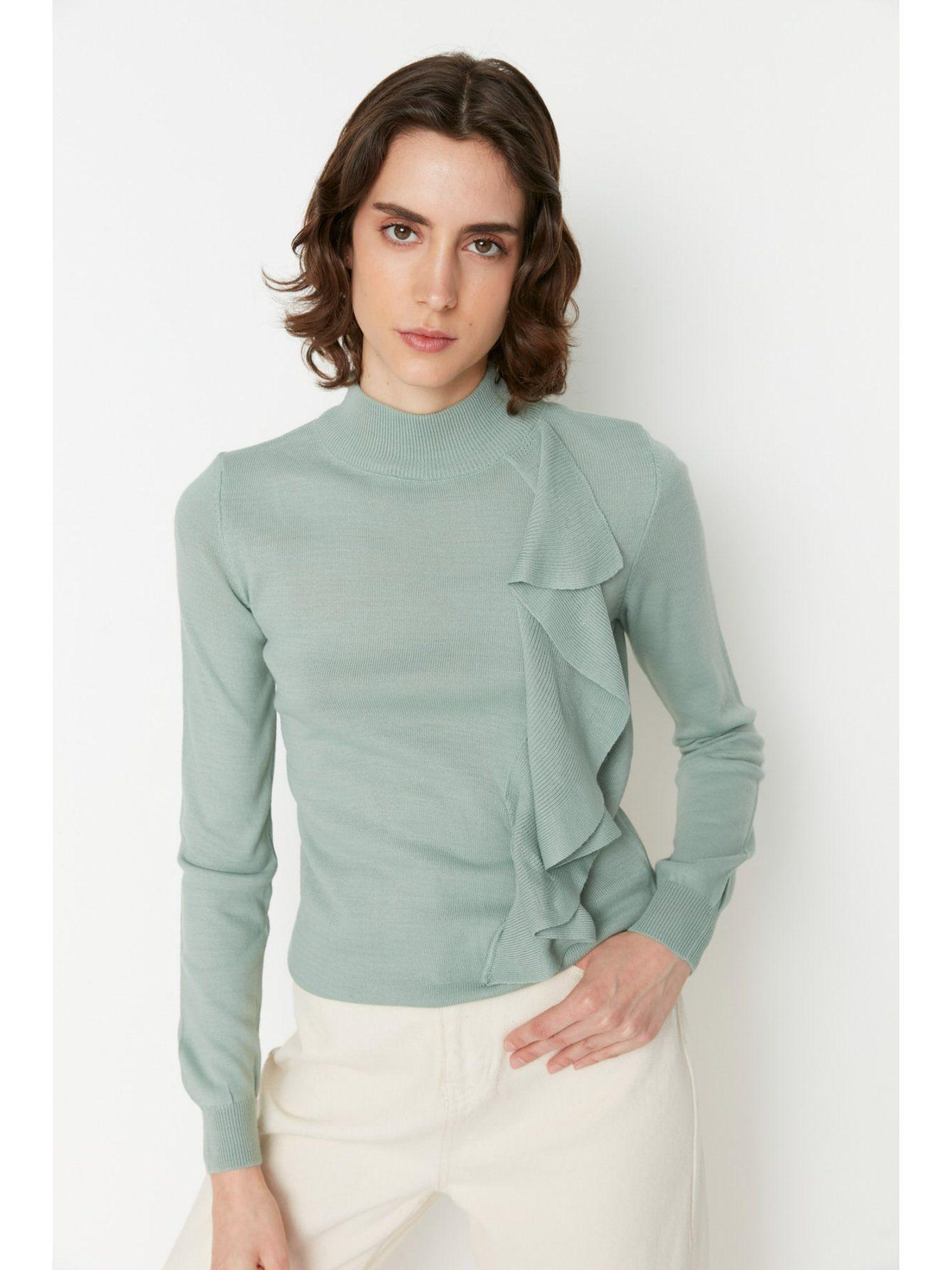 womens mint textured sweater