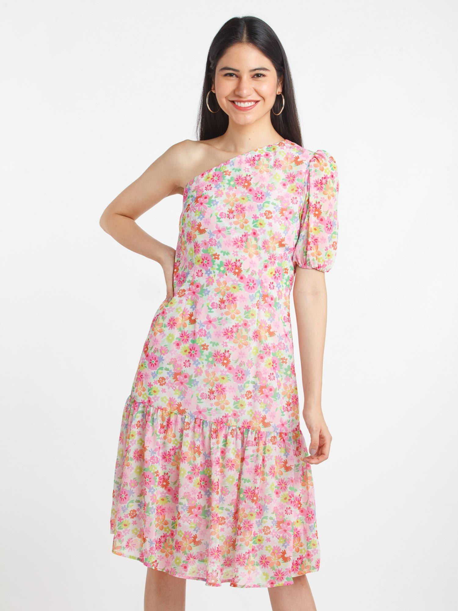 womens multi-color floral midi dress