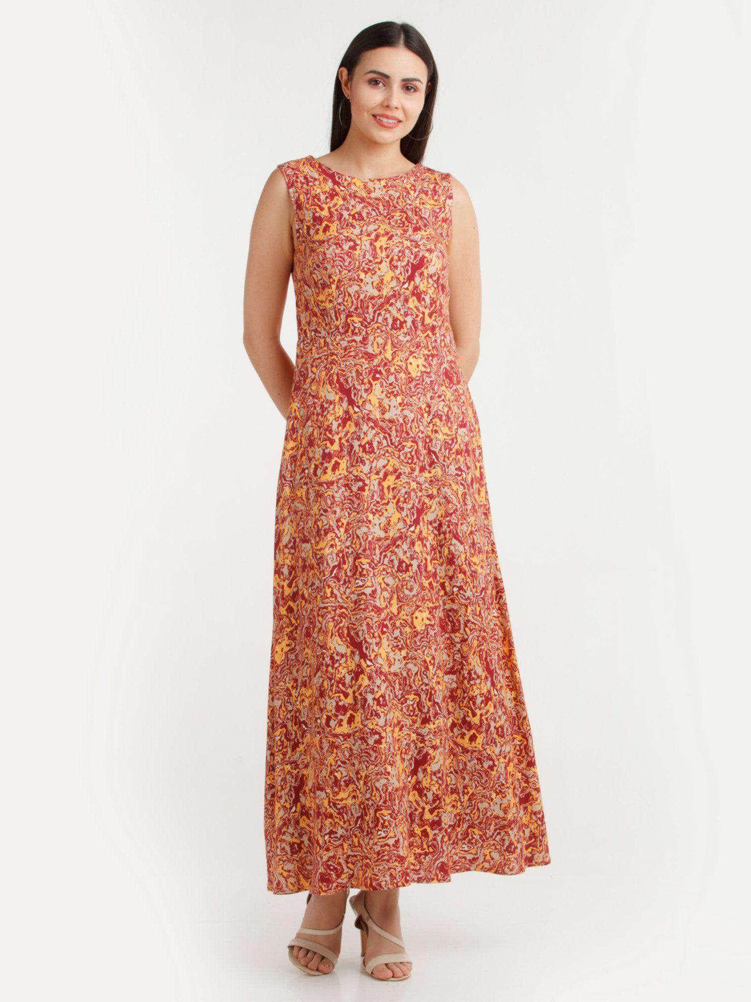 womens multi-color printed maxi dress