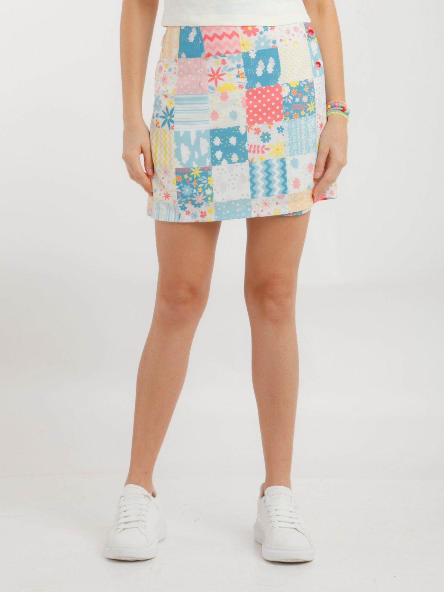 womens multi-color printed skorts