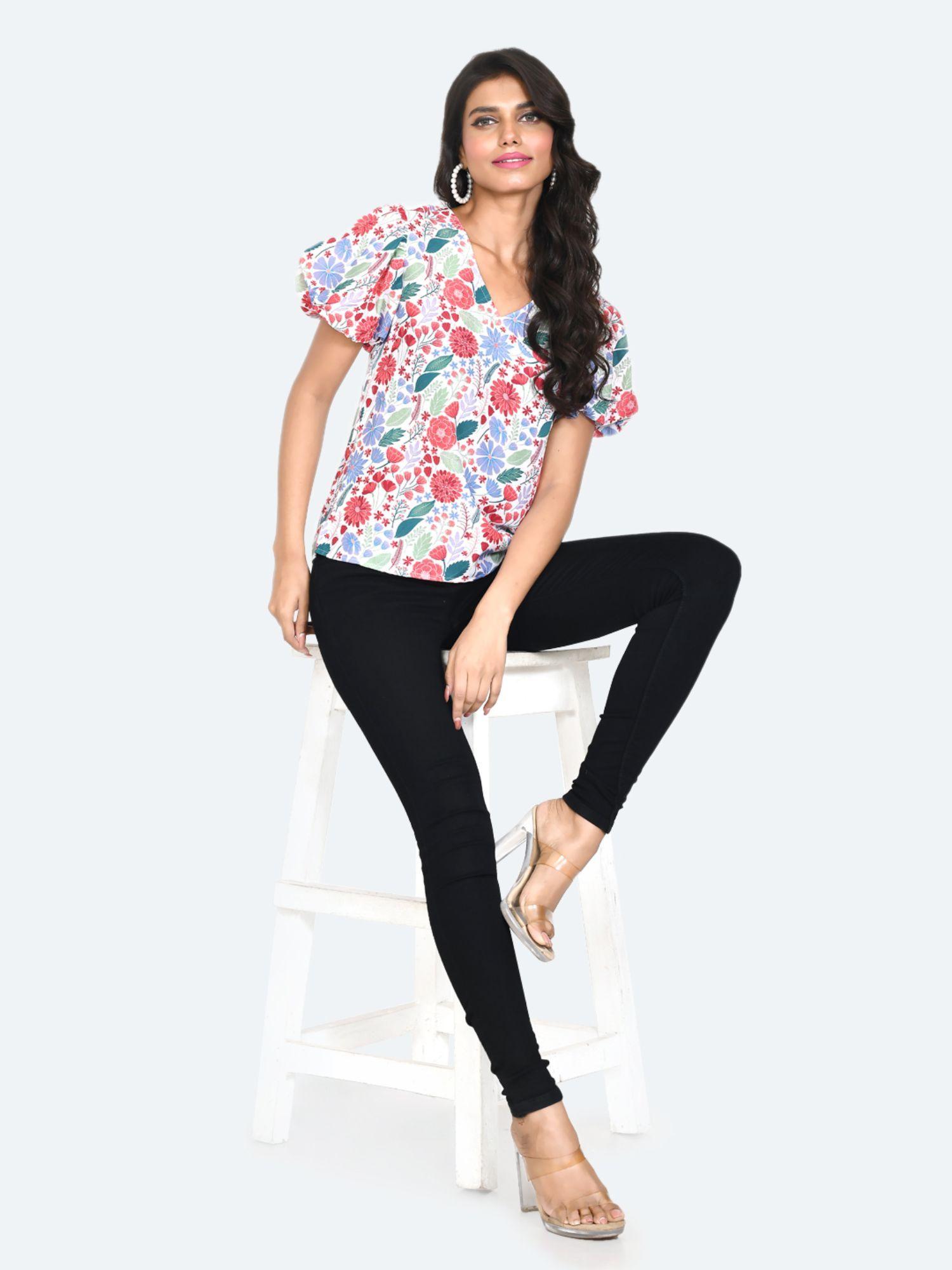 womens multi-color printed top