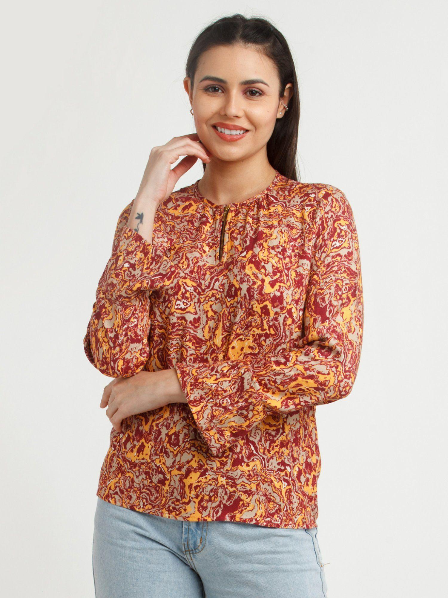 womens multi-color printed top